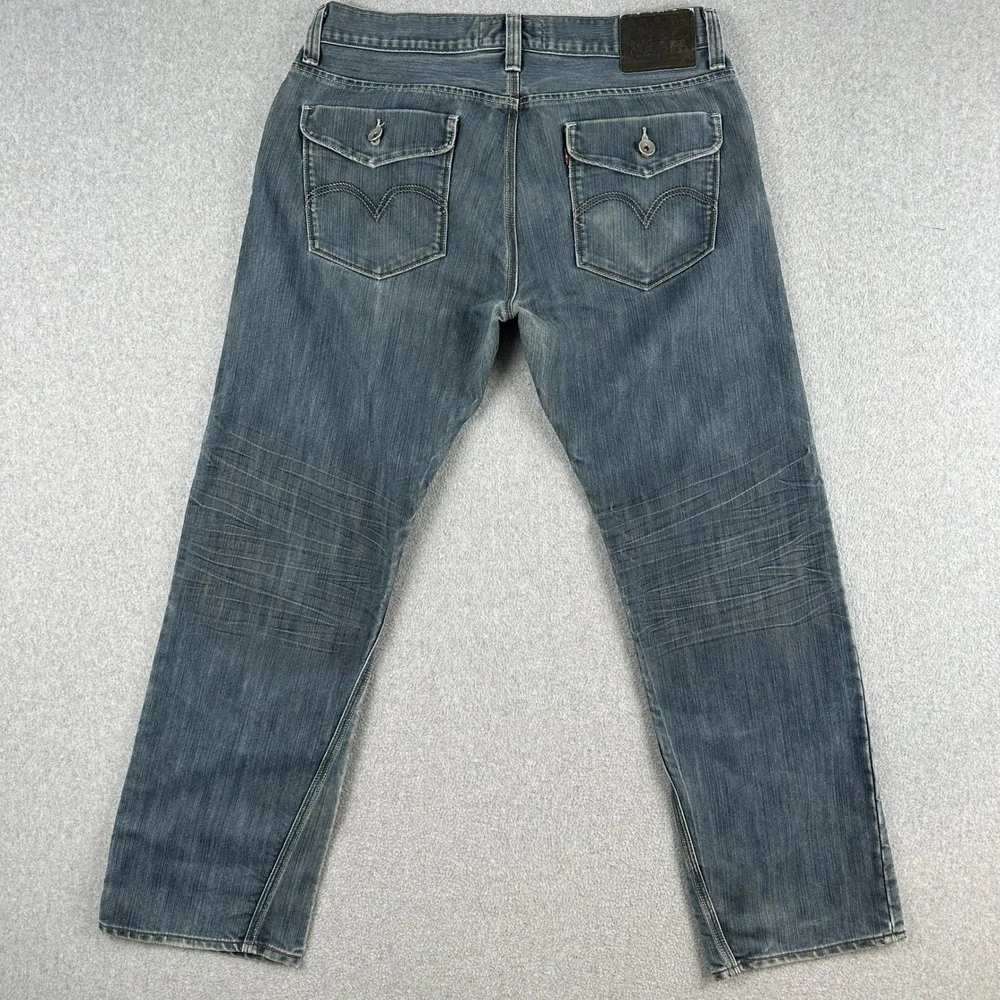 Levi's 514 Jeans Mens W36 L30 Blue Slim Straight Denim Pant Whisker Flap Pockets